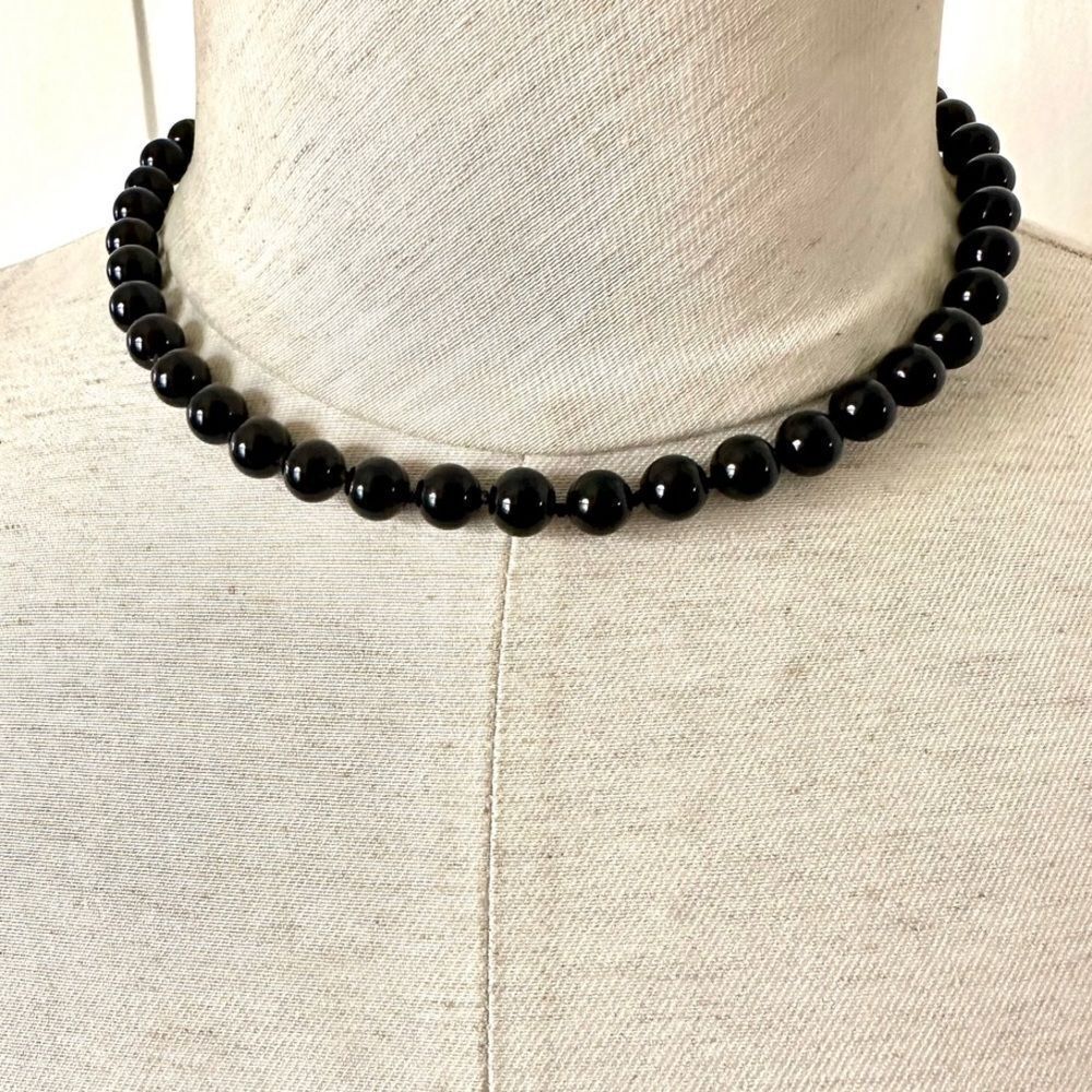 Black beaded  X necklace